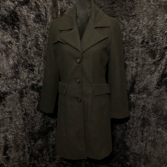 Black Winter Coat Jennyfer J brand 50/50 Wool/Polyester Women’s Size Small - Picture 1 of 7